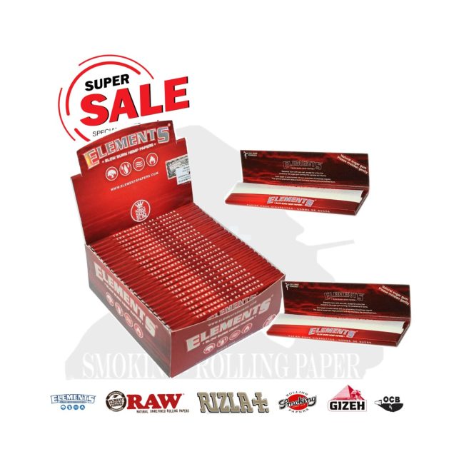 Cartine Elements Rosse Red King Size Slim – Scatola da 50 Libretti