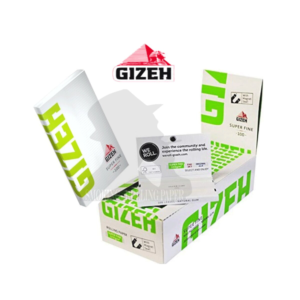 Cartine Gizeh Super Fine Corte Green Doppie – Libretto Magnetico – Scatola da 20 Libretti