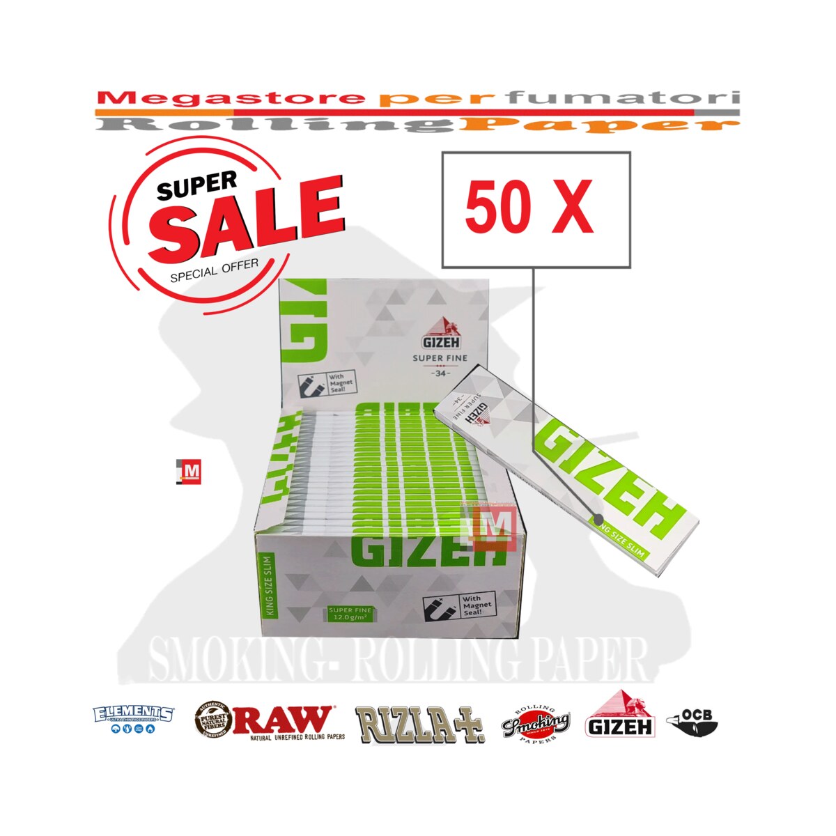 Cartine Gizeh Super Fine Lunghe King Size Slim Magnetico Scatola Da 50 Libretti | Foto principale prodotto Cartine Gizeh Super Fine Lunghe King Size Slim Magnetico Scatola Da 50 Libretti