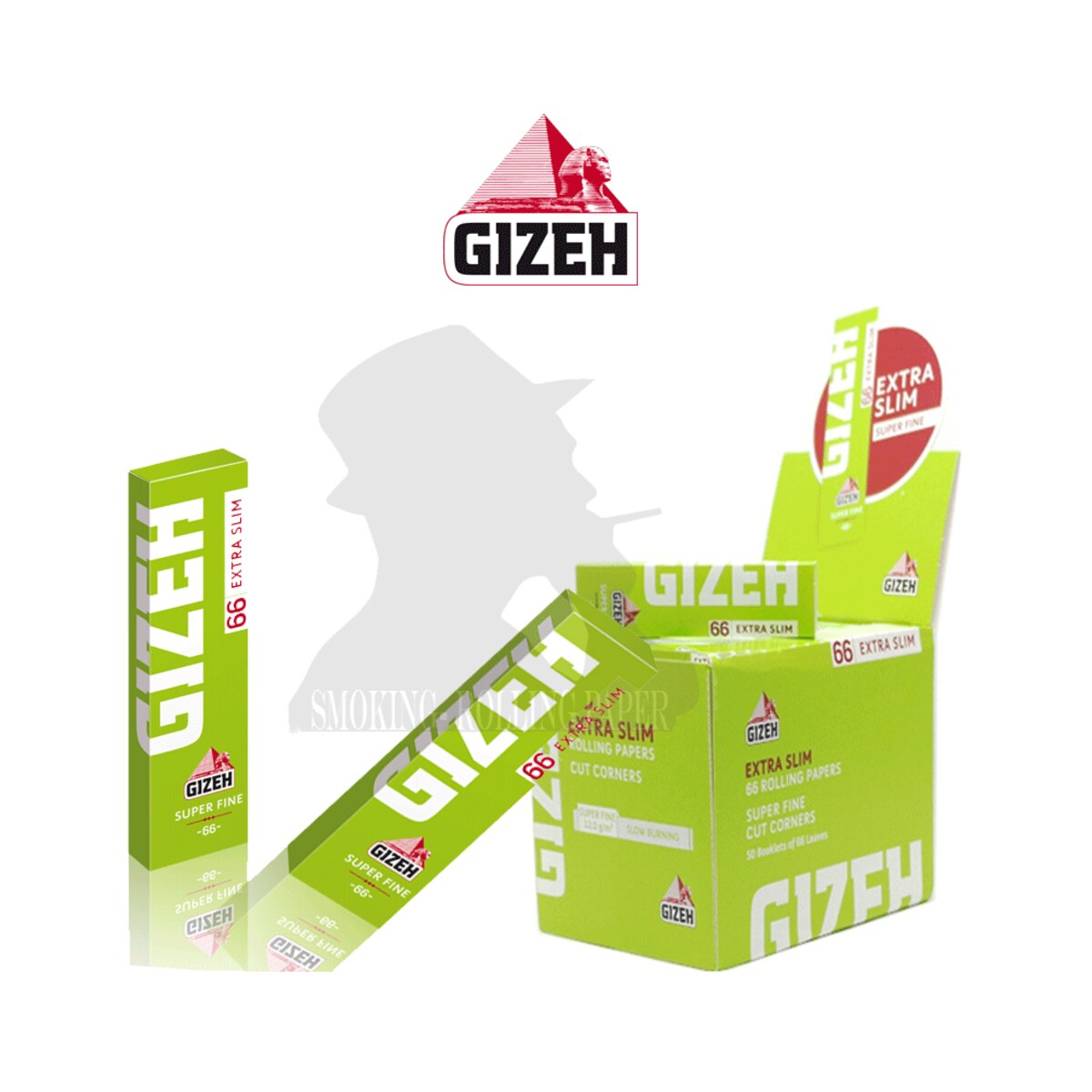 Cartine Gizeh Verdi Extra Slim Super Fine Corte – Box da 50 Libretti