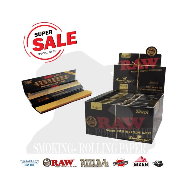 Cartine RAW Black Connoisseur King Size Slim con Filtri – Scatola da 24 Libretti