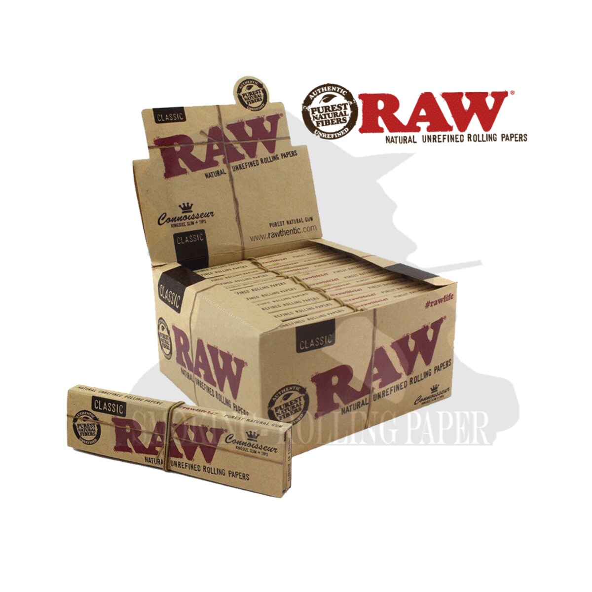 Cartine RAW Classic Connoisseur – King Size Slim – con Filtri – Scatola da 24 Libretti | Foto principale prodotto Cartine RAW Classic Connoisseur – King Size Slim – con Filtri – Scatola da 24 Libretti