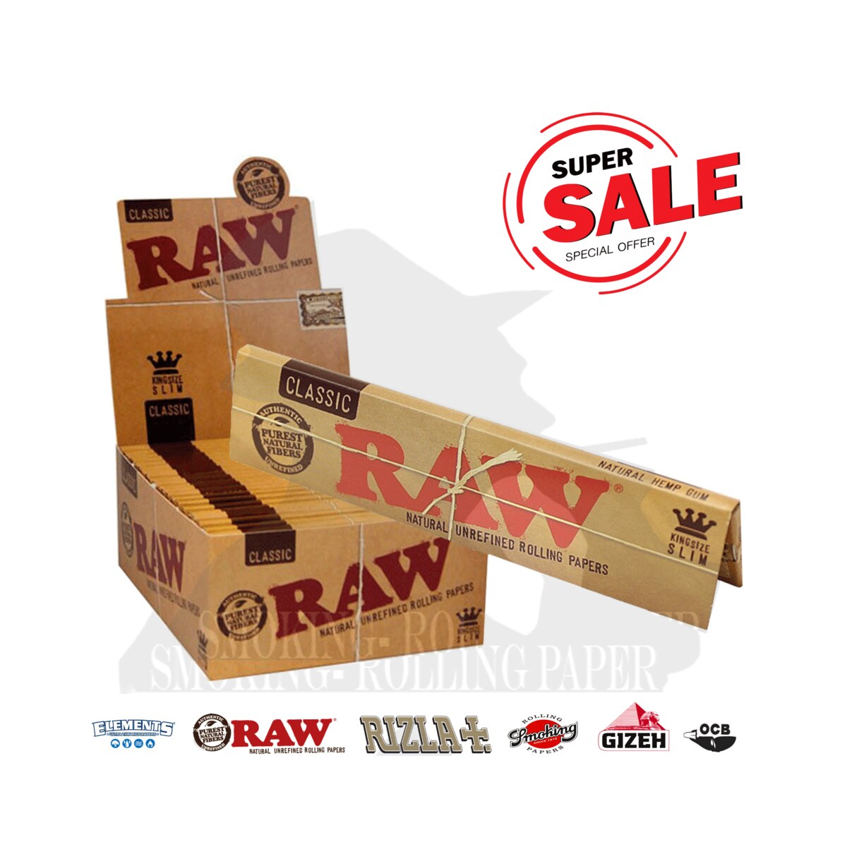 Cartine RAW Classic King Size Slim – Scatola da 50 Libretti