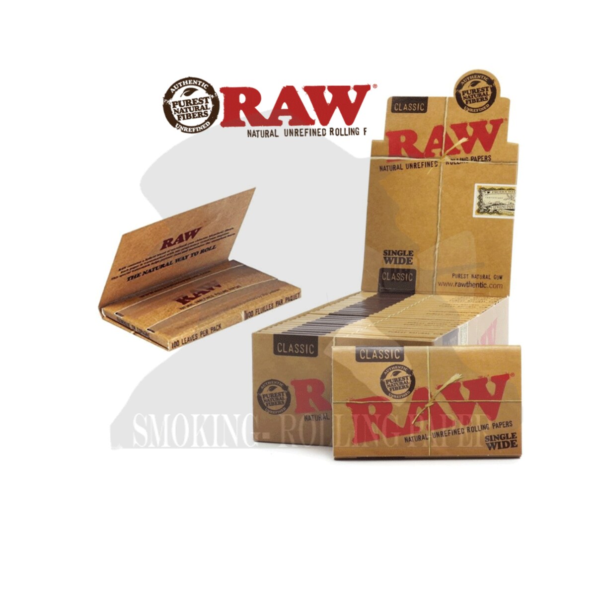 Cartine RAW Classic Wide Corte Doppie – Scatola da 25 Libretti