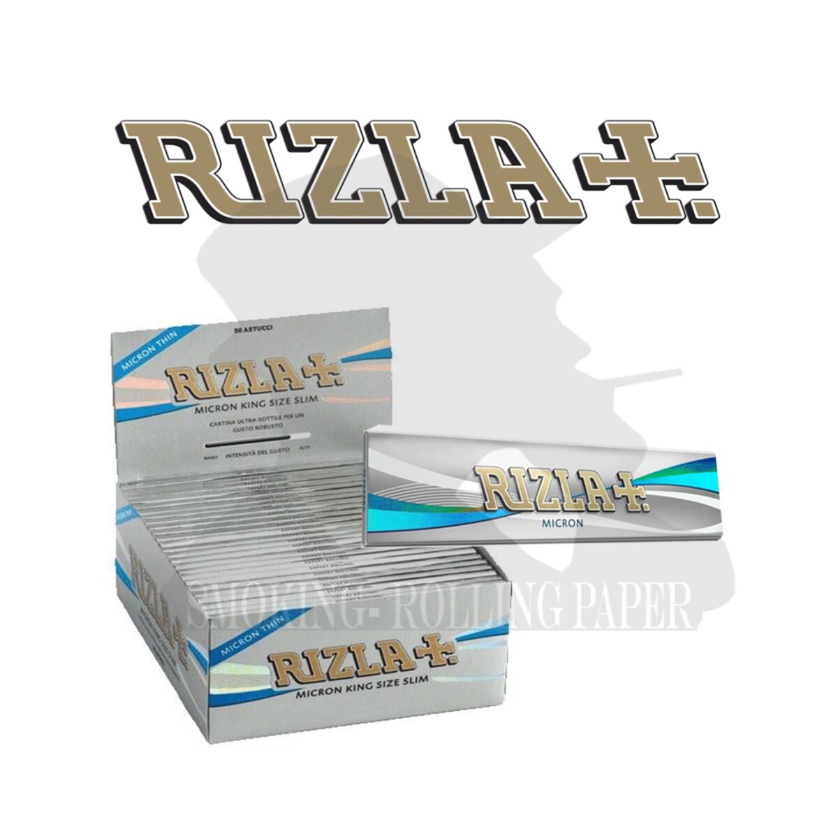 Cartine Rizla Micron Lunghe King Size Slim – Scatola da 50 Libretti