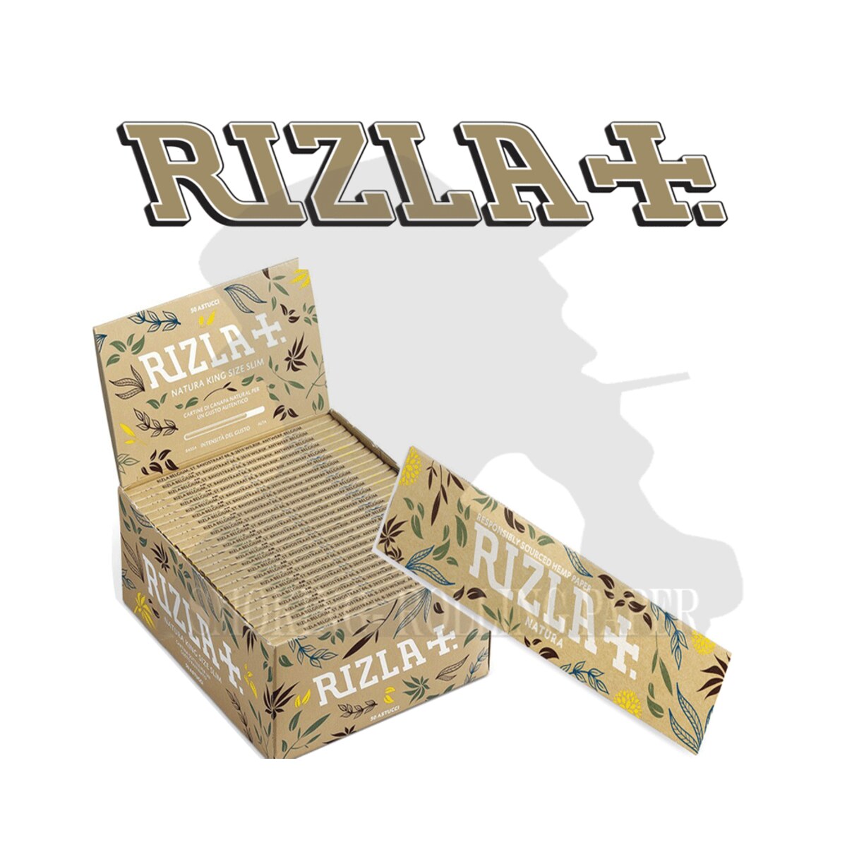 Cartine Rizla Natura Lunghe King Size Slim In Canapa – Scatola da 50 Libretti