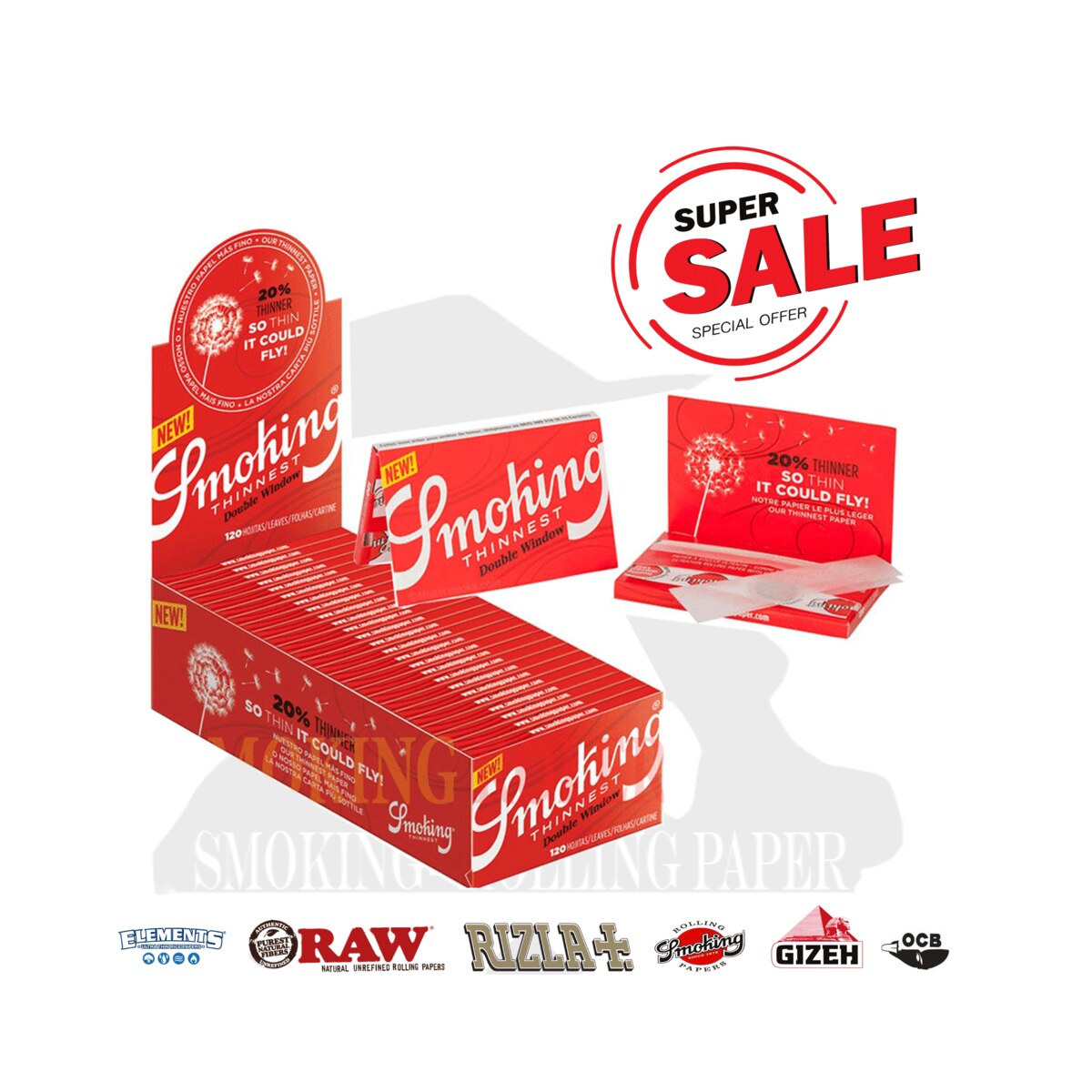 Cartine Smoking Thinnest Doppie Corte – Double Window – Scatola da 25 Libretti (120 fogli | Foto principale prodotto Cartine Smoking Thinnest Doppie Corte – Double Window – Scatola da 25 Libretti (120 fogli