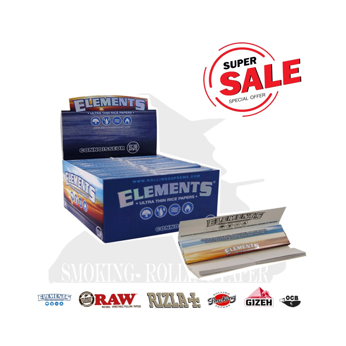 Elements Cartine Connoisseur Blu Lunghe King Size Slim con Filtri in Carta