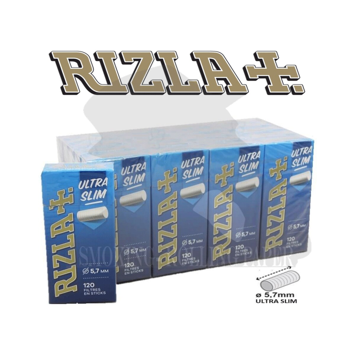 Rizla Filtri Ultra Slim 5,7mm Spugna – Box da 20 Astucci da 120 Filtri