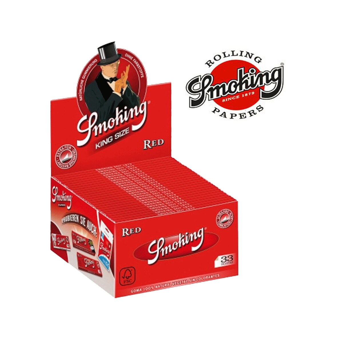 Smoking Cartine Red King Size Slim Rosso – Scatola da 50 Libretti | Foto principale prodotto Smoking Cartine Red King Size Slim Rosso – Scatola da 50 Libretti