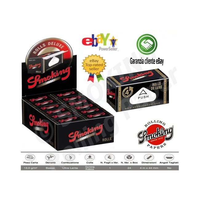 Cartine Smoking Deluxe Rolis Rollo De Luxe Rollen 4 Metri Astucci 24 Pacchetti | Foto principale prodotto Cartine Smoking Deluxe Rolis Rollo De Luxe Rollen 4 Metri Astucci 24 Pacchetti
