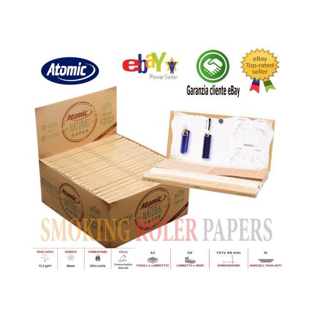Atomic Natura King Size Slim Rolling Papers with Filters – 20 Booklets | Main product image Atomic Natura King Size Slim Rolling Papers with Filters – 20 Booklets