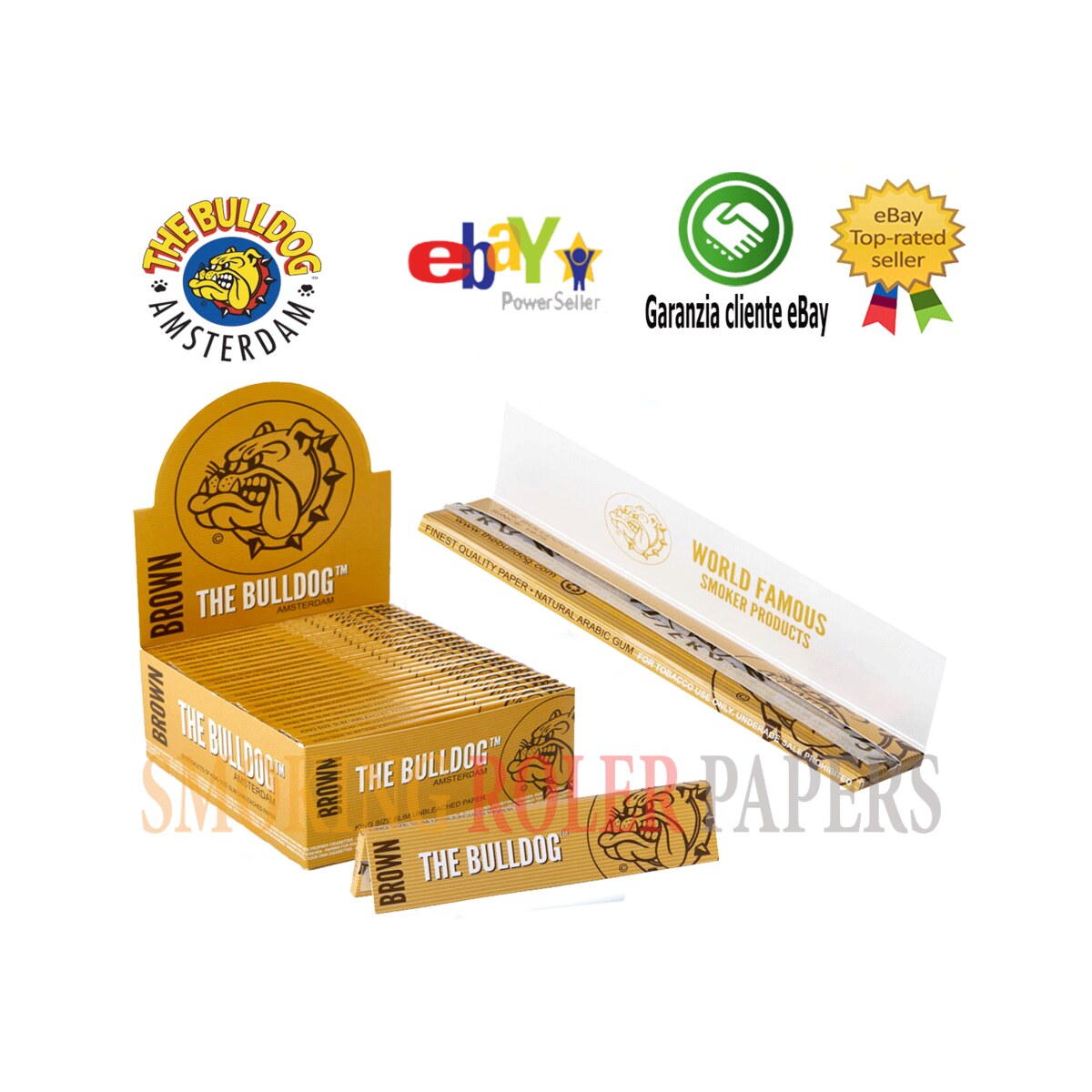 The Bulldog Brown King Size Slim Rolling Papers – 50 Booklets – product image 1