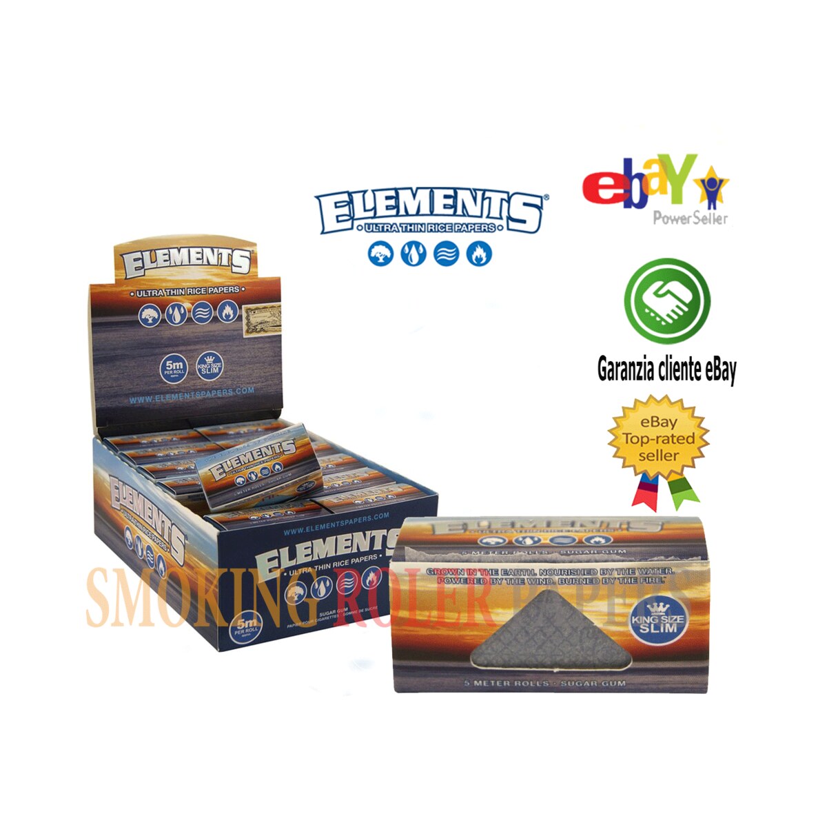 Elements Rotoli Ultra Sottili – Rolls 5 Metri King Size Slim 24 Rotoli