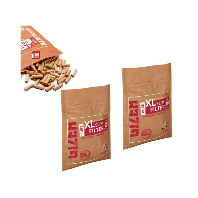 GIZEH Filtri Pure XL Slim Extra Lunghi 6mm Biodegradabili – In Bustina da 120 Filtri