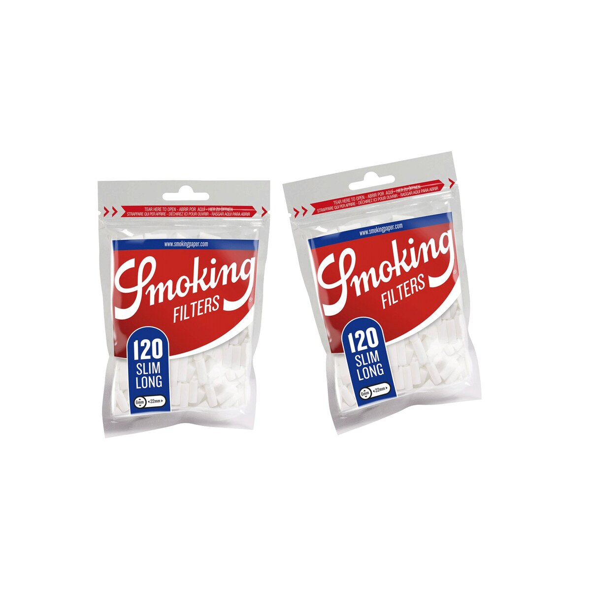 Smoking Filtri Classic Lungo – Slim Size 6mm x 22mm – Bustina da 120 Filtri