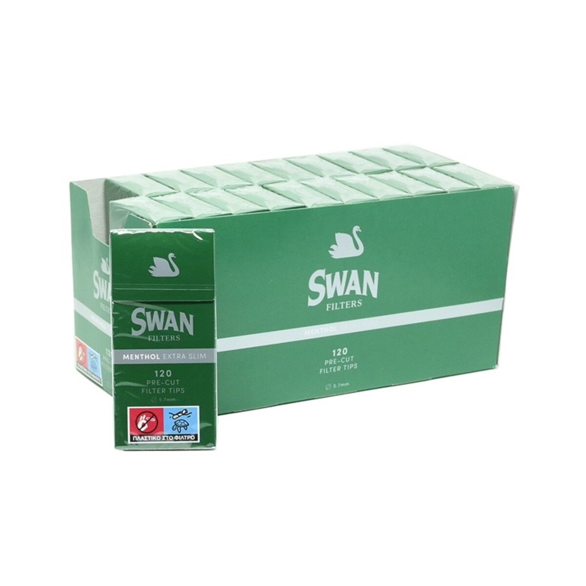 Swan Filtri Extra Slim 5,7 mm Mentolo In Cannuccia – 120 Filtrini | Foto principale prodotto Swan Filtri Extra Slim 5,7 mm Mentolo In Cannuccia – 120 Filtrini