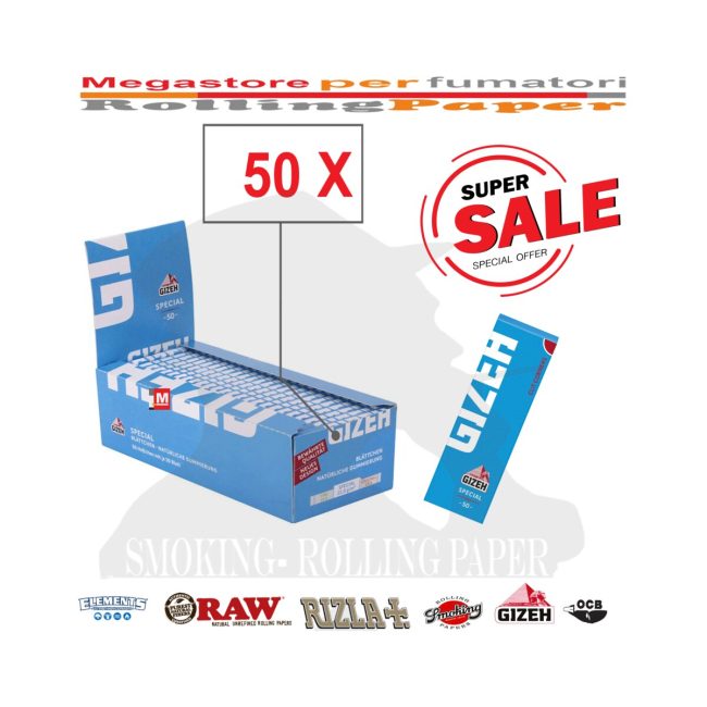 Cartine Gizeh Special Extra Fine Corte Singole Blue – Scatola da 50 Libretti