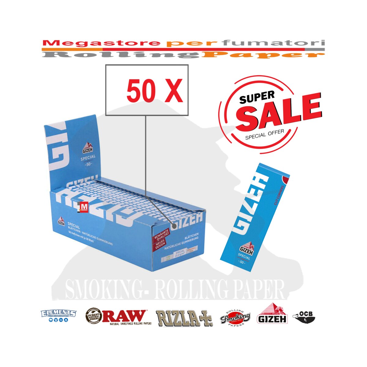 Cartine Gizeh Special Extra Fine Corte Singole Blue – Scatola da 50 Libretti