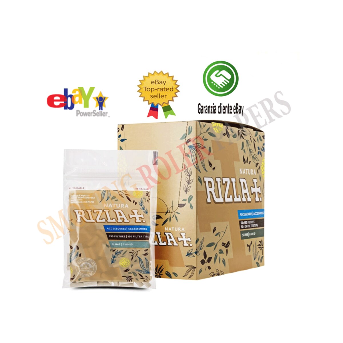 Filtri Rizla Natura Slim 6mm Ecco – Bustina da 150 Filtrini