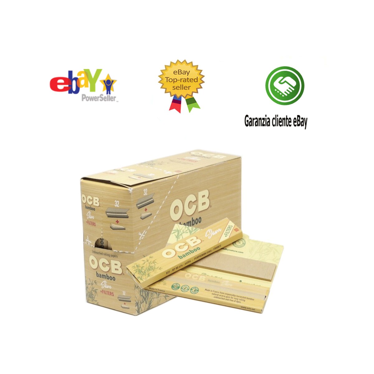 Cartine OCB Bamboo Lunghe Slim King Size con Filtri di Carta – 32 Libretti | Foto principale prodotto Cartine OCB Bamboo Lunghe Slim King Size con Filtri di Carta – 32 Libretti