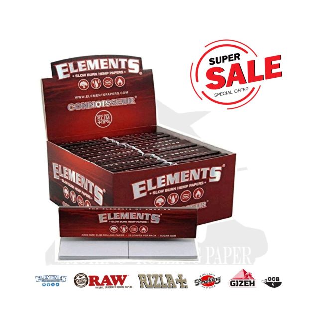 Cartine Elements Connoisseur Red King Size Slim con Filtri – 24 Libretti