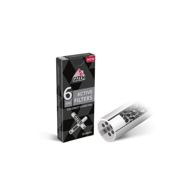 Gizeh Extra Slim 6 mm Activated Carbon Flavor Filters – 10 Filters