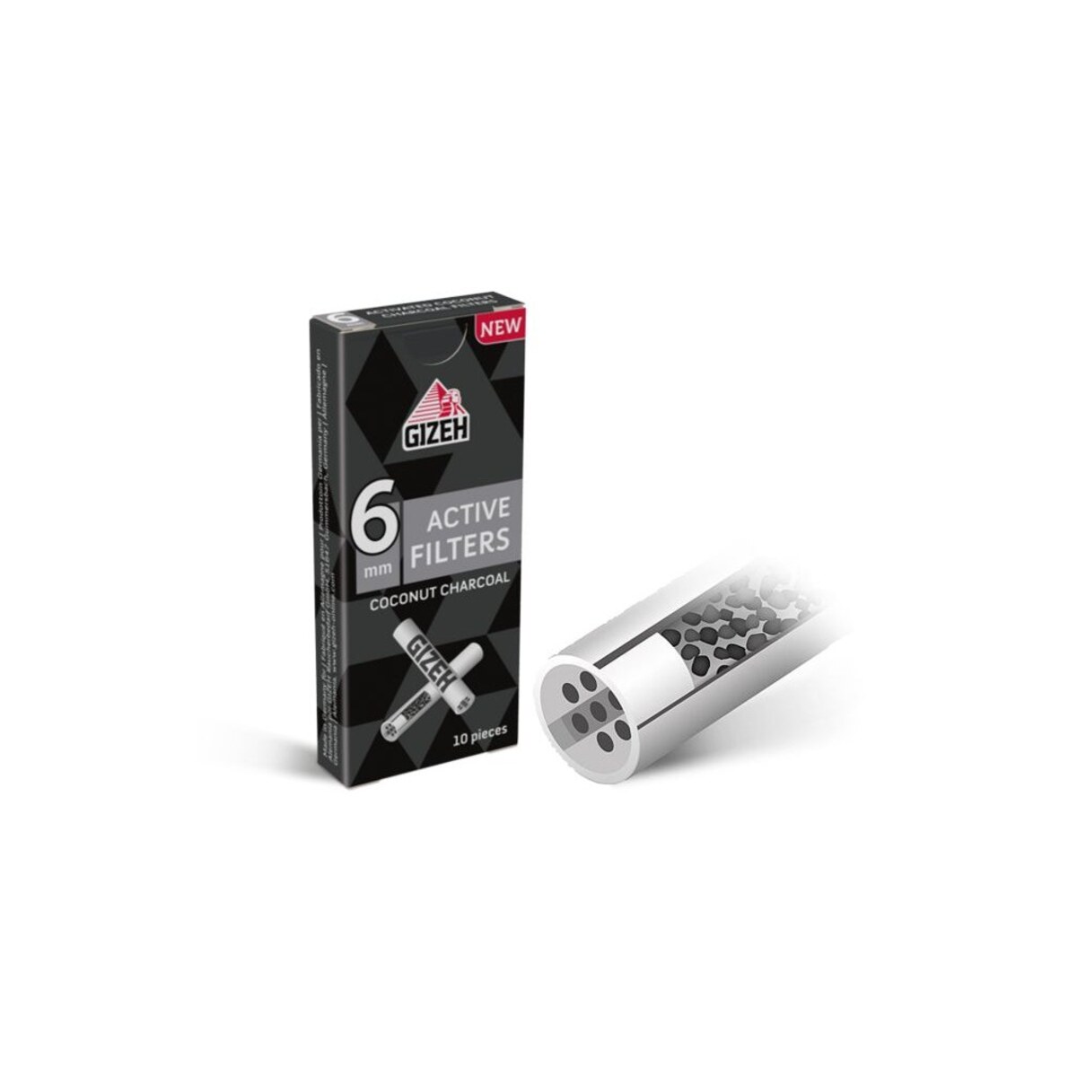 Gizeh Filtri Extra Slim 6mm – Activated Carbon Filters Flavor, Confezione da 10 Filtri