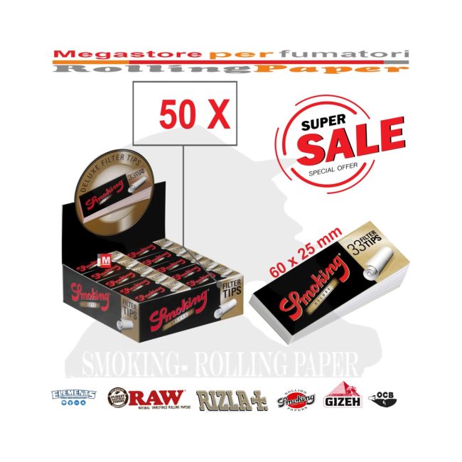 Smoking Deluxe King Size Perforated Paper Tips – 50 Booklets