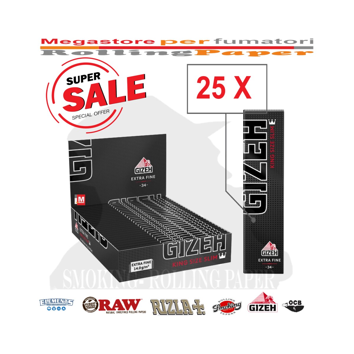 Gizeh Extra Fine Black King Size Slim Rolling Papers – 25 Booklets