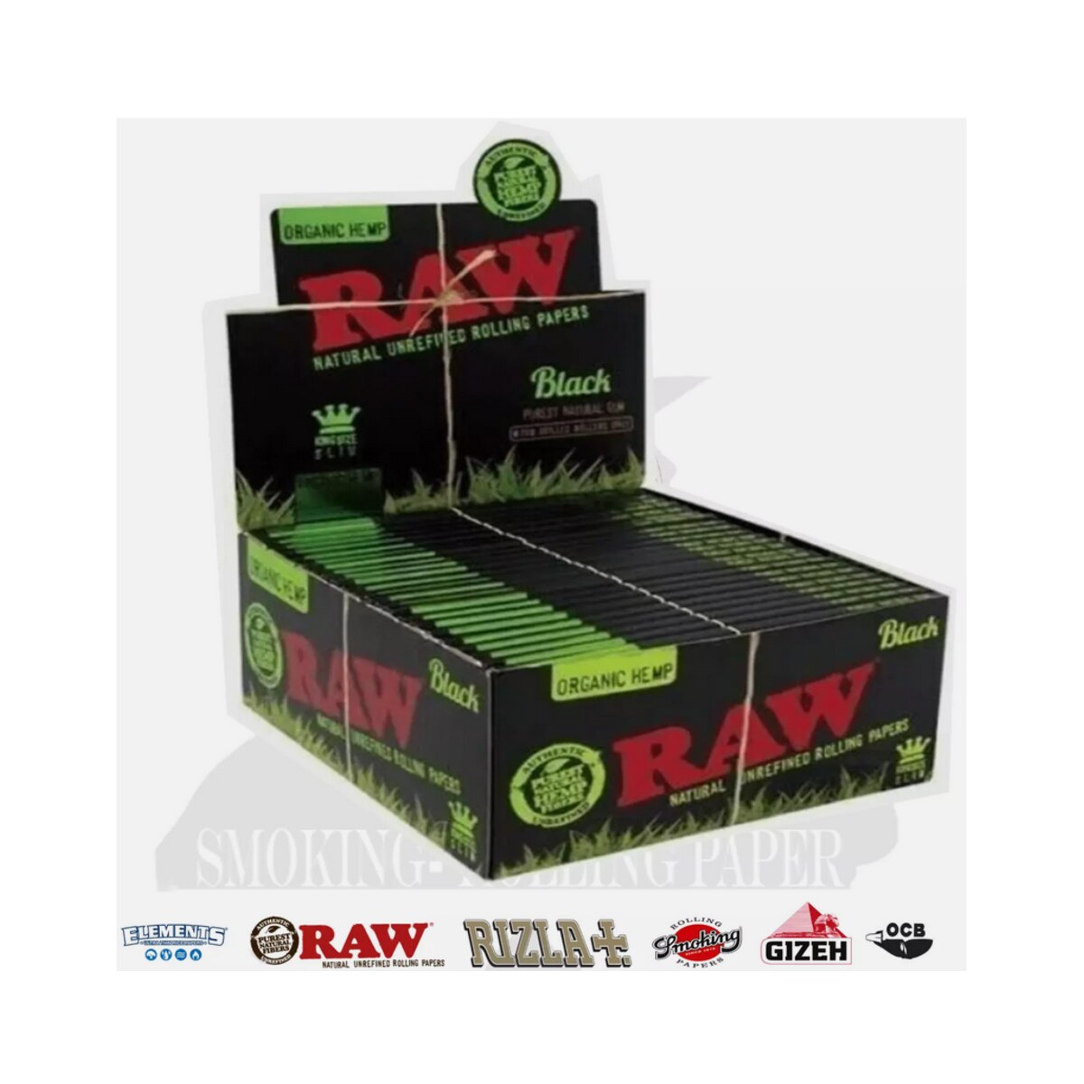 Cartine RAW Black Organic Naturale – King Size Slim – Scatola da 50 Libretti