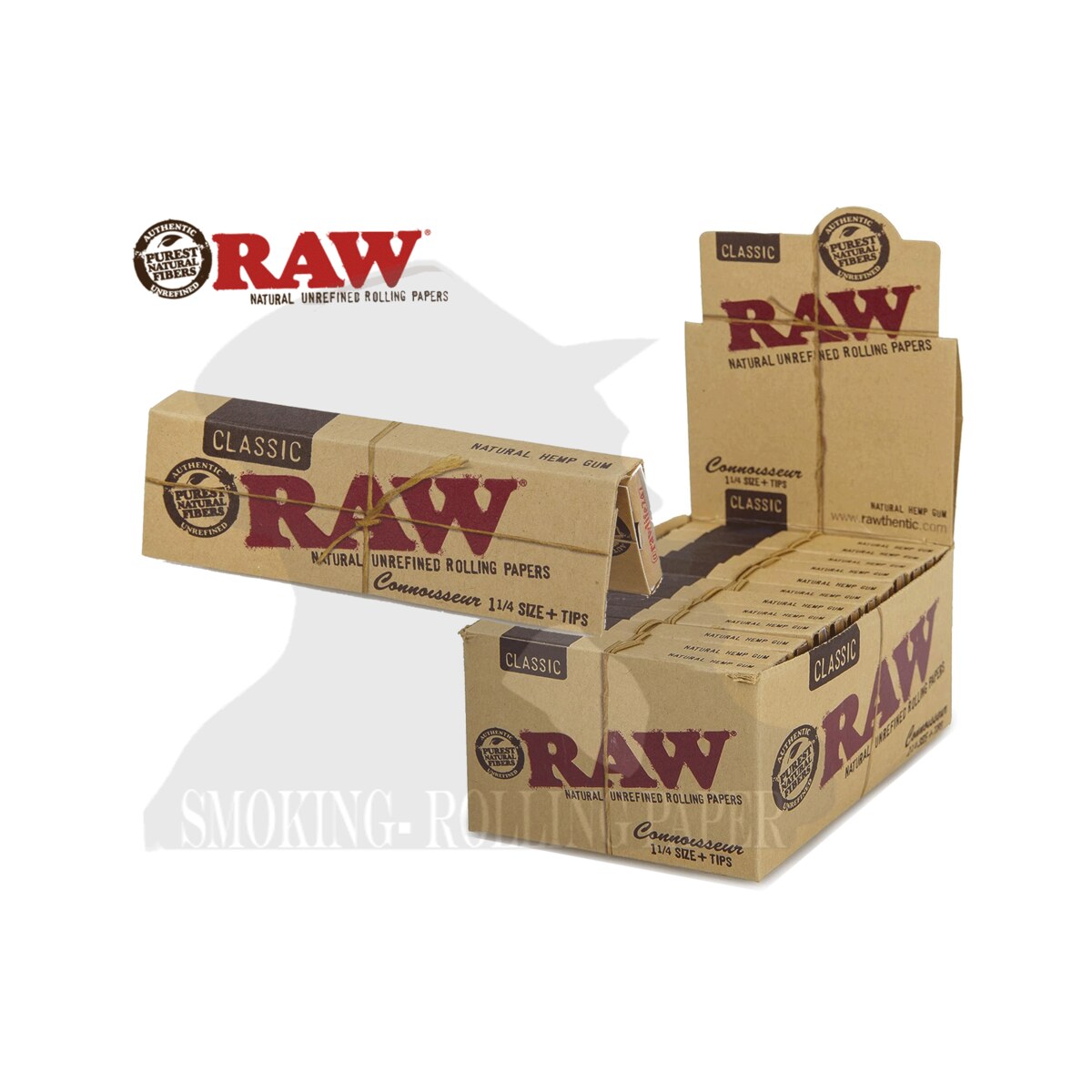Cartine RAW Medium 1¼ Classic Connoisseur con Filtri in Carta – Scatola da 24 Libretti | Foto principale prodotto Cartine RAW Medium 1¼ Classic Connoisseur con Filtri in Carta – Scatola da 24 Libretti