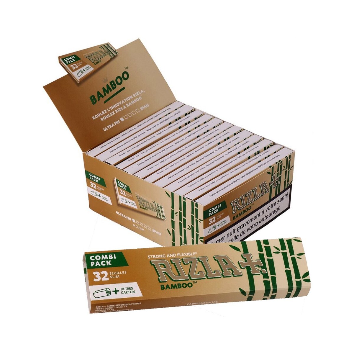 Cartine Rizla Bamboo Slim King Size Lunghe con Filtri – 24 Libretti
