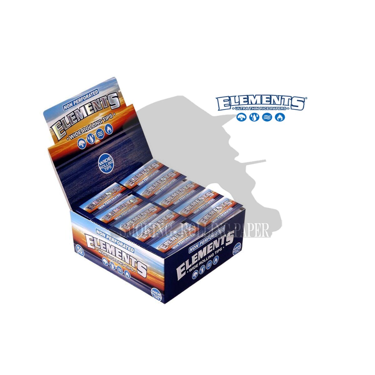 Filtri in Carta Elements Wide Rolling Tips SLIM Non Perforated – 50 Blocchetti