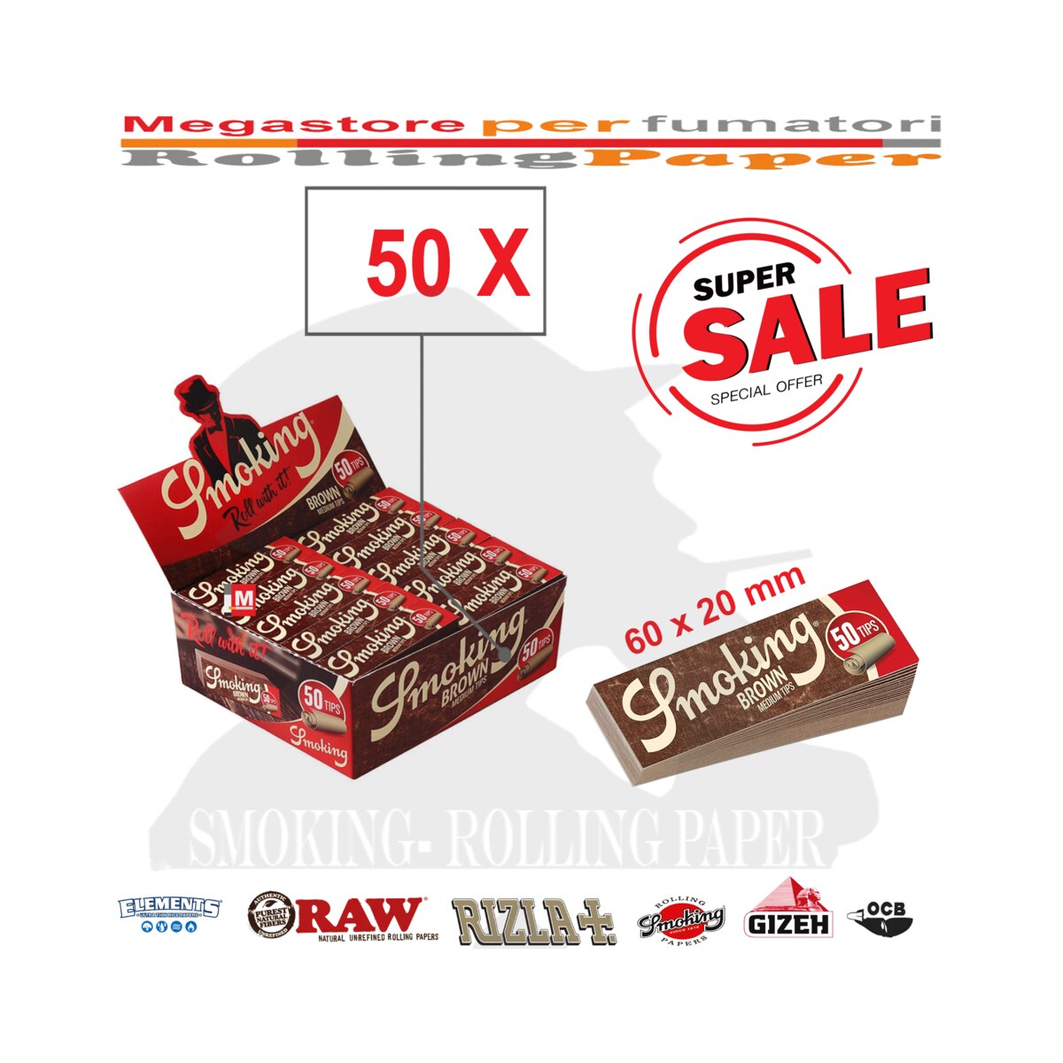 Filtri in Carta Smoking Brown Slim Tips Non Sbiancata Marrone ungebleicht da 50 Blocchetti