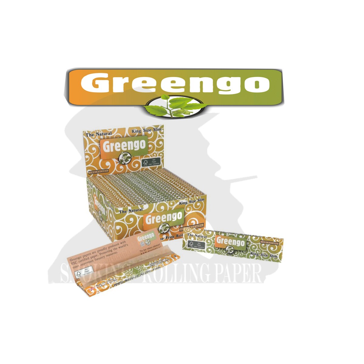 Greengo Green King Size Slim Rolling Papers – 50 Booklets – product image 1