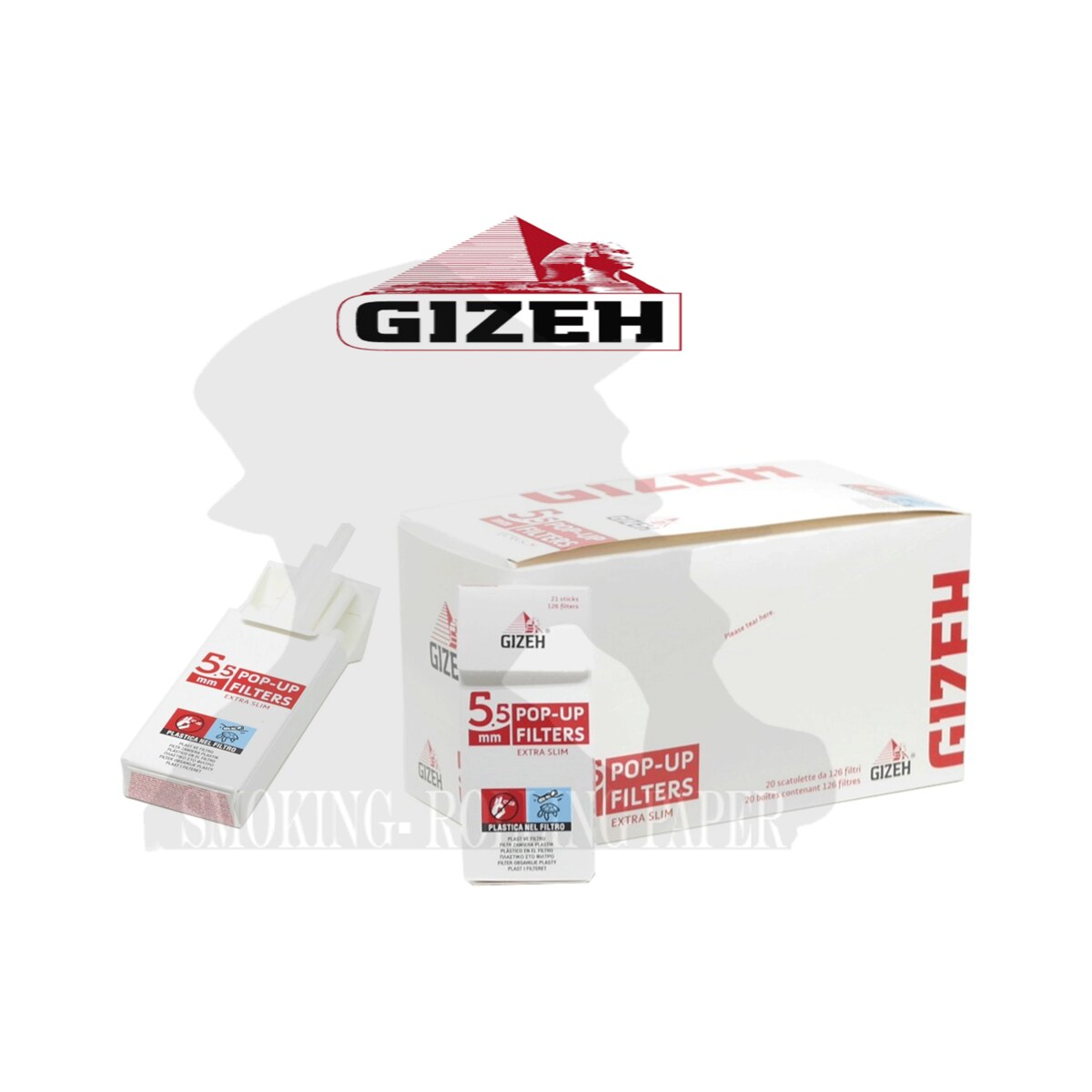 Filtri Gizeh Extra Slim 5,5mm Pop Up 20 Astucci Da126 Filtrini