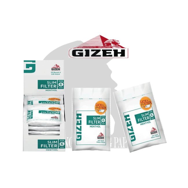 Gizeh Menthol Slim 6 mm Filters – 120 Filters | Product image 1 Gizeh Menthol Slim 6 mm Filters – 120 Filters – product image 1