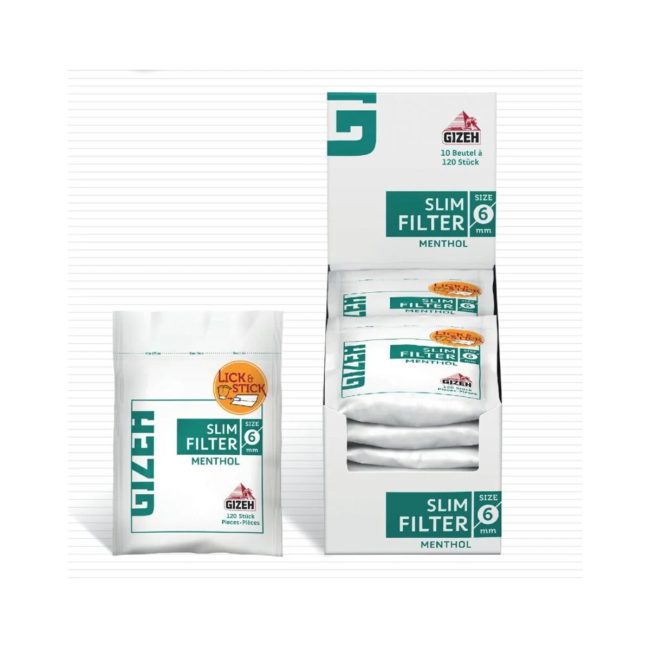 Gizeh Menthol Slim 6 mm Filters – 120 Filters | Main product image Gizeh Menthol Slim 6 mm Filters – 120 Filters