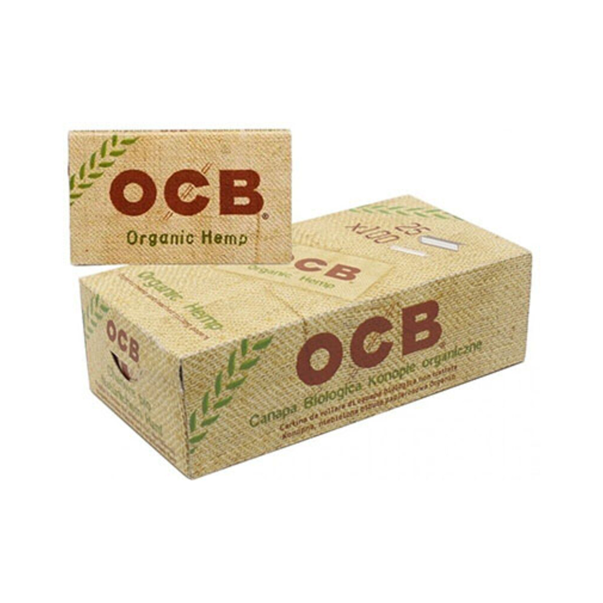 Cartine OCB Organic in Canapa Biologica Doppie – 100 Fogli – Scatola da 25 Libretti
