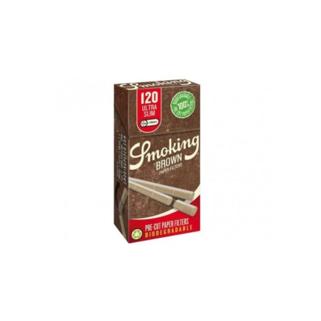 Smoking Filtri Brown Ultra Slim 5.7mm Biodegradabili – In Stick, 20 Scatole da 120 Filtri dettaglio prodotto