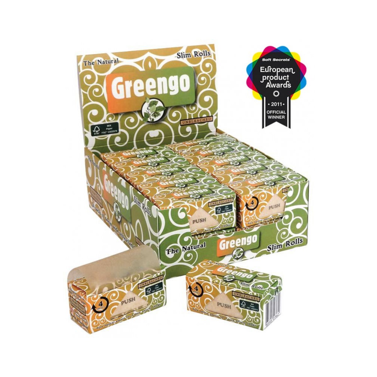 Cartine Greengo Rolls Slim Senza Cloro Non Sbiancate – 4 Metri – Scatola da 24 Rotoli