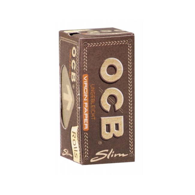 OCB Virgin Extra Fine Brown Rolls Slim Rolling Papers – 24 Rolls – product image 1