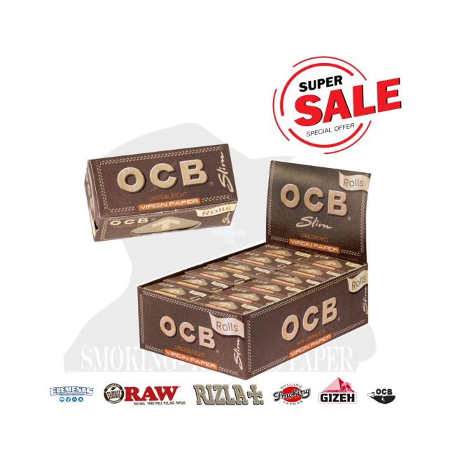 OCB Virgin Extra Fine Brown Rolls Slim Rolling Papers – 24 Rolls
