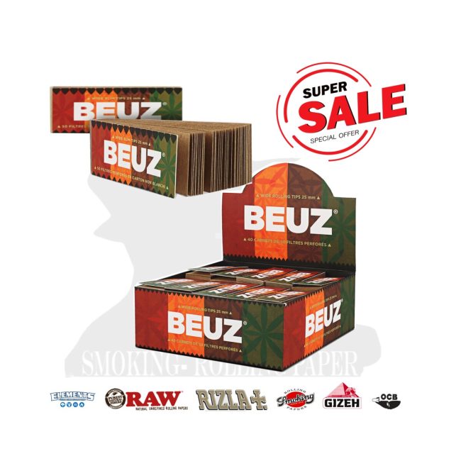 BEUZ Brown Hemp King Size 60 x 25 mm Filters Cardboard Paper Tips – 40 Booklets