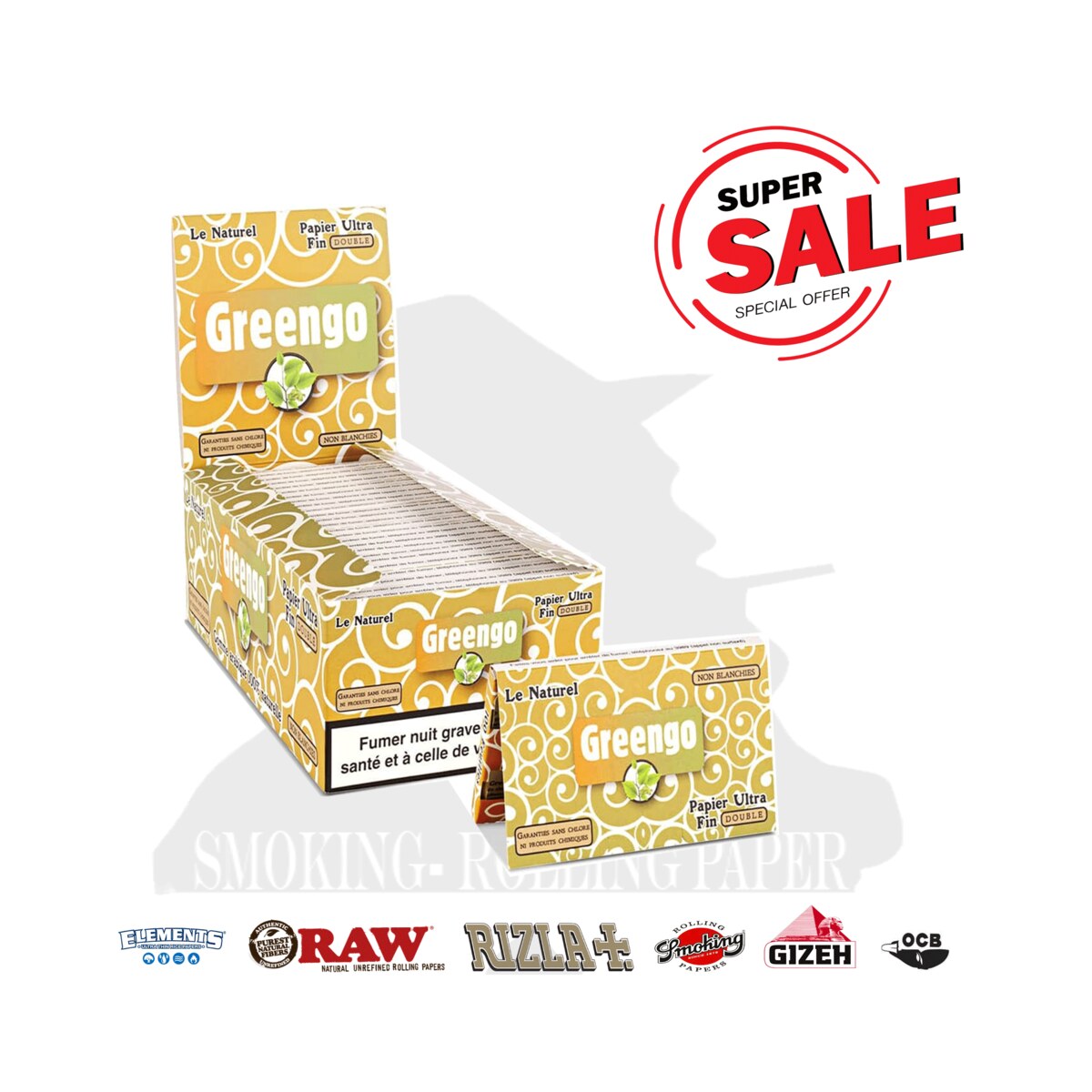 Greengo Classic Green White Regular Rolling Papers – 25 Booklets