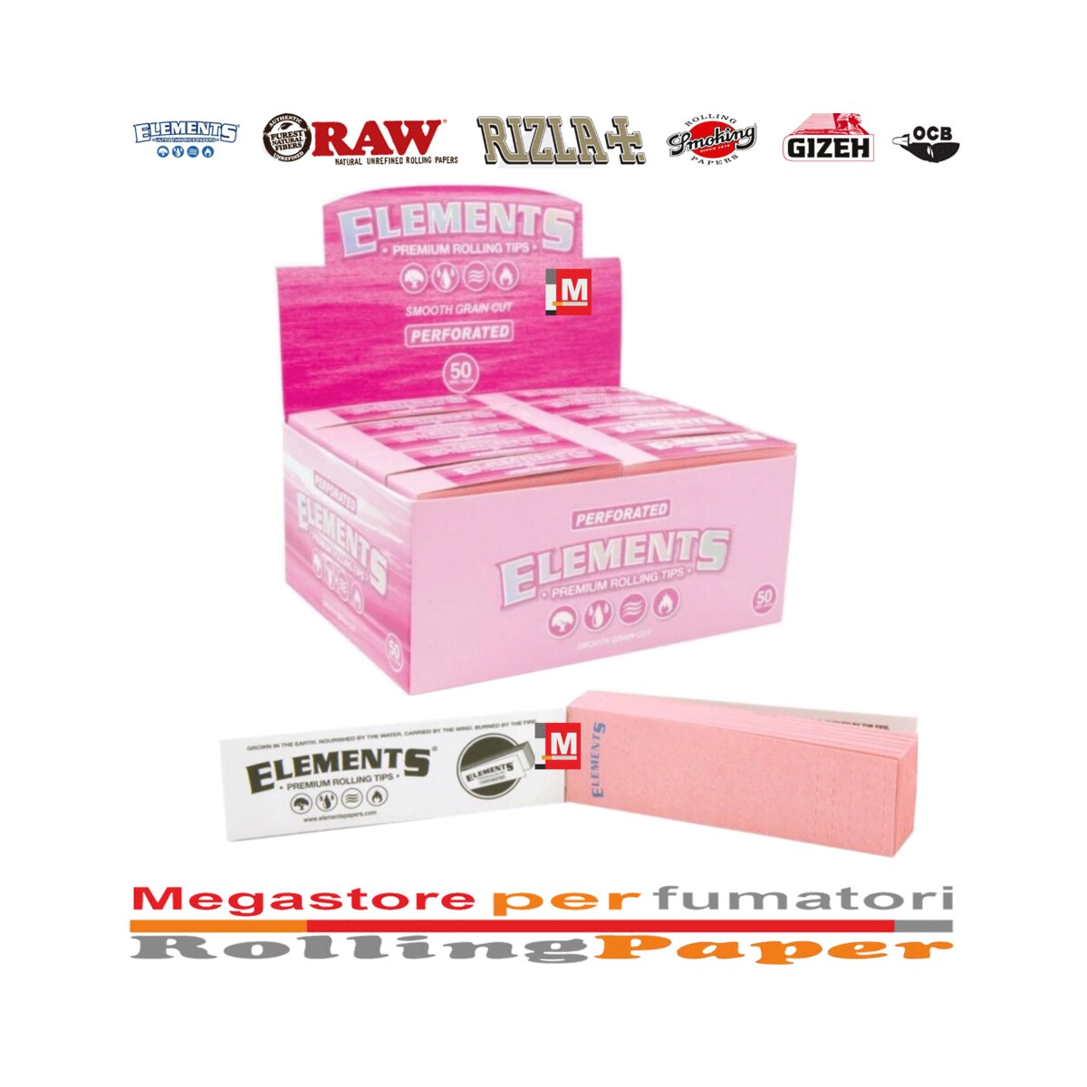 Elements Pink Filter Tips – Filtri in Carta Rosa Slim Perforati – 50 Blocchetti | Foto principale prodotto Elements Pink Filter Tips – Filtri in Carta Rosa Slim Perforati – 50 Blocchetti