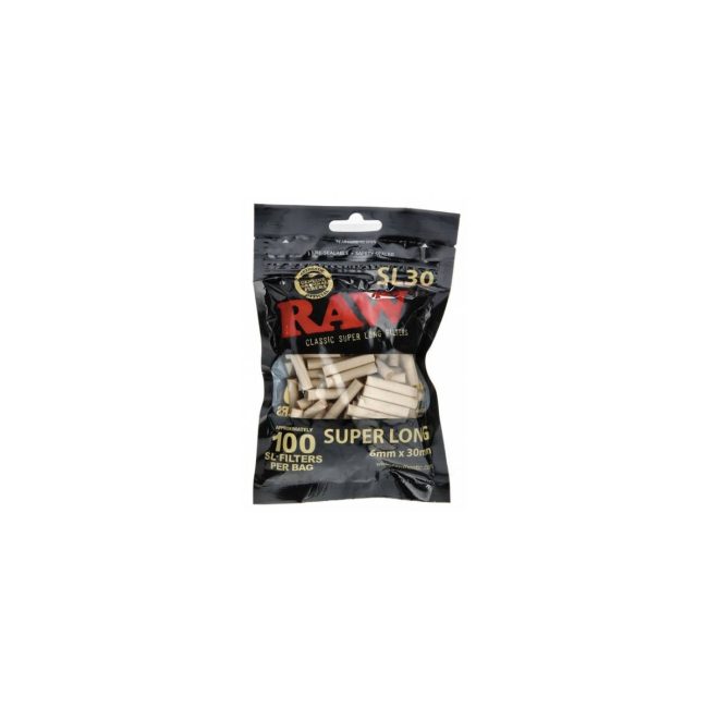 RAW Black Super Long XL SL30 6 mm Slim Filters – 10 Bags of 100 Filters – product image 1