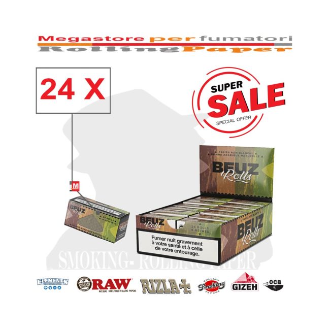 BEUZ Rolls Brown Lunga 4m – Cartine Unbleached 24 Rotolini | Foto principale prodotto BEUZ Rolls Brown Lunga 4m – Cartine Unbleached 24 Rotolini