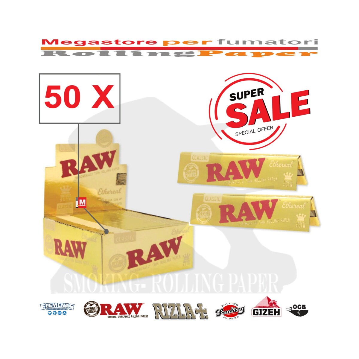 Cartine RAW Ethereal King Size – Premium Gold Edition – 50 Libretti